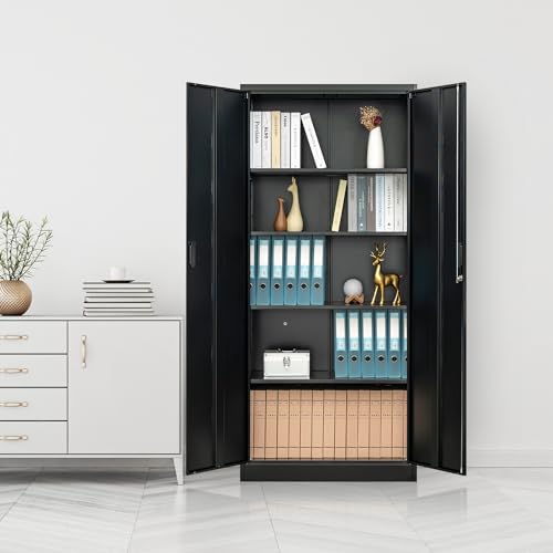 72" Lockable Steel Storage Cabinet with Doors and Shelves O65639