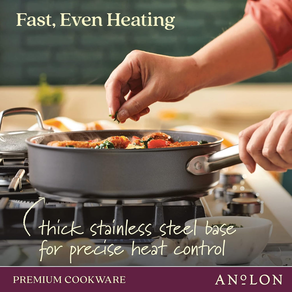 12 Piece Hard Anodized Cookware Set with Deep Frying Pan I964