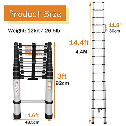 20.3ft Aluminum Extension Folding Ladder with Anti-Slip Rubber Feet P7295