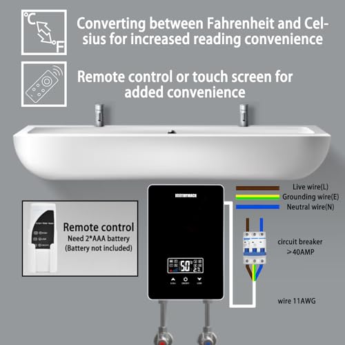 Tankless Electric Water Heater 110V Under Sink with Remote Control S131