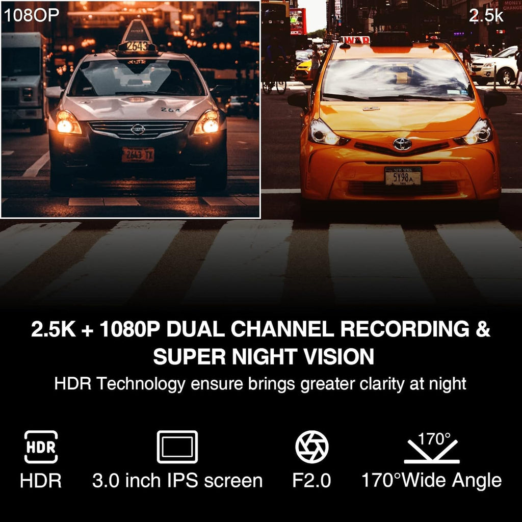 2.5K Dual Dash Camera with Night Vision U82946