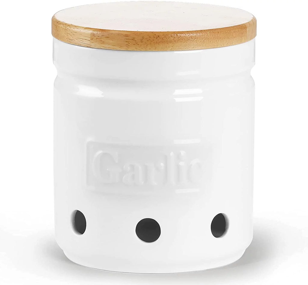 Porcelain Garlic Keeper with Lid 4.5-Inch I286
