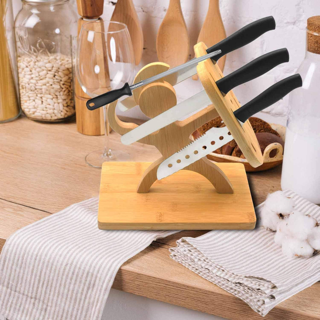 Bamboo 7 Holes Knife Block Holder Q87560