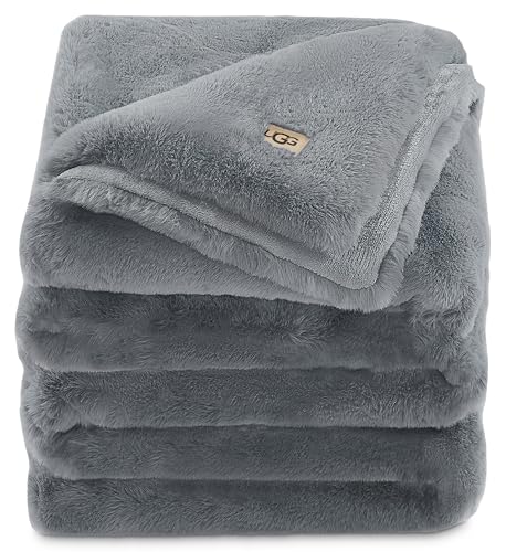 Charcoal Dark Grey 50-inch x 70-inch Faux Fur Throw Blanket A155215