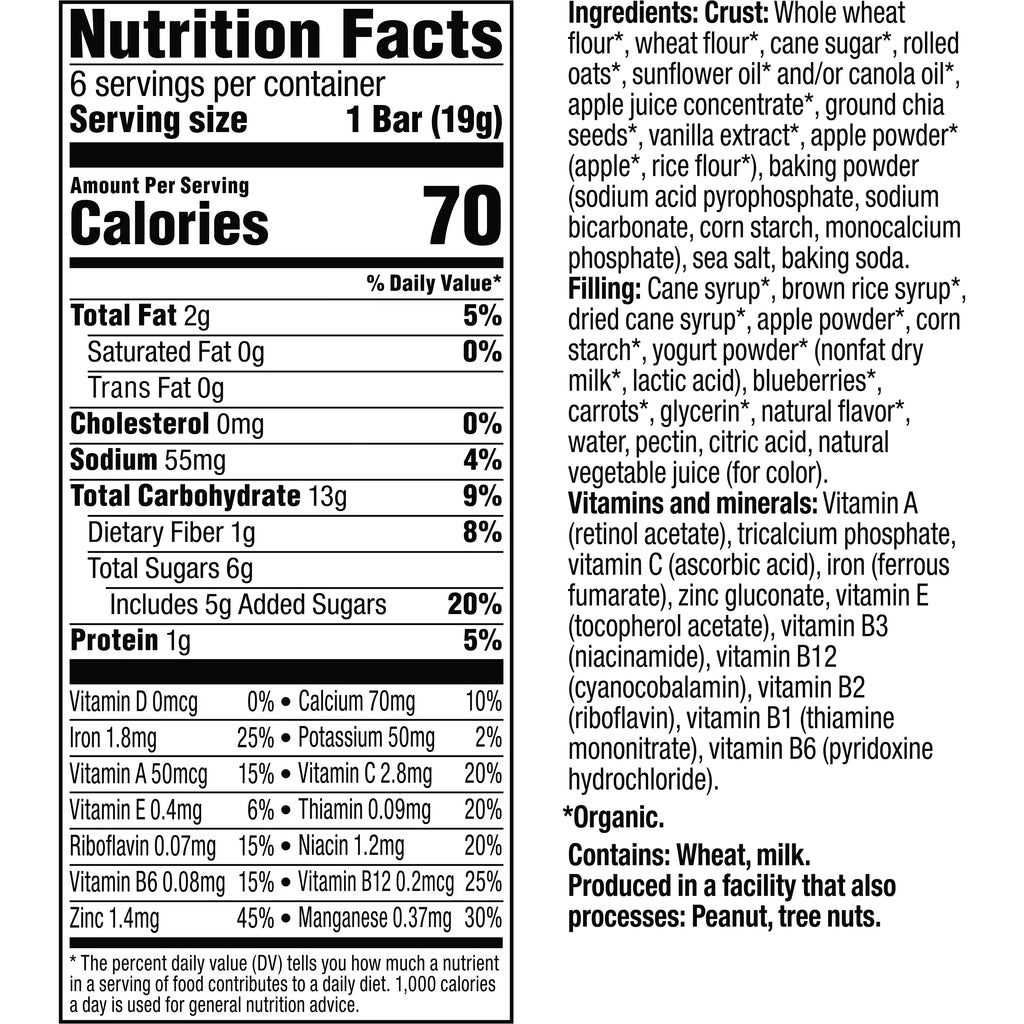 Blueberry 0.67 oz Snack Bars 6 Count 8 Pack O1291