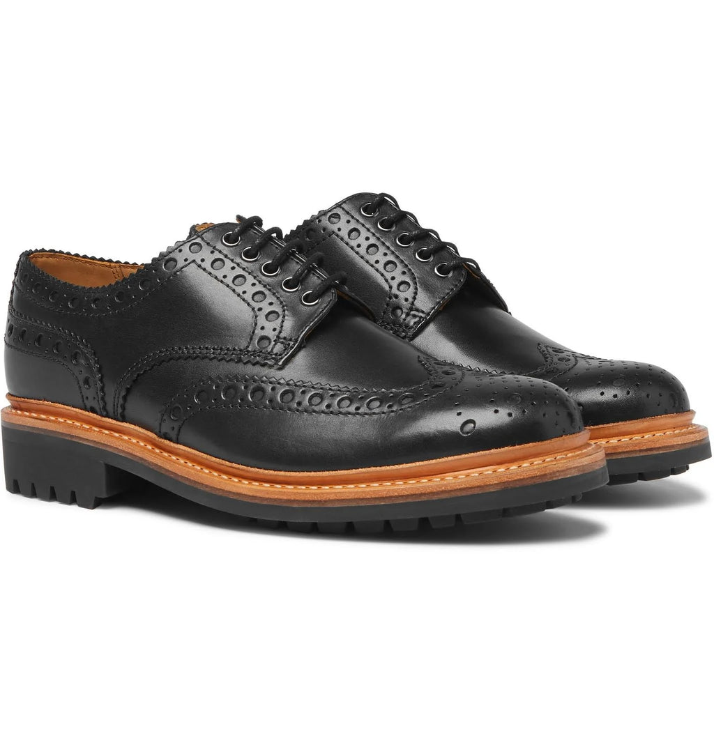Black Leather Wingtip Brogues R17467