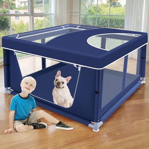 42x42x25.6 Inches Dog Playpen with Gate J6756