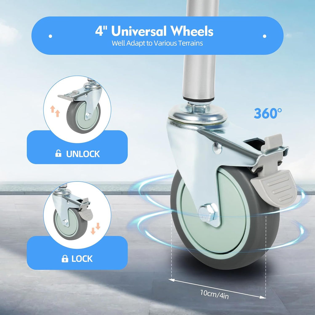 Shower Commode Wheelchair with 4 Universal Wheels, 330Lbs Capacity N6628