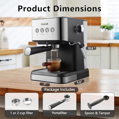 20 Bar Espresso Machine with Milk Frother Steam Wand, 50oz Water Tank A269