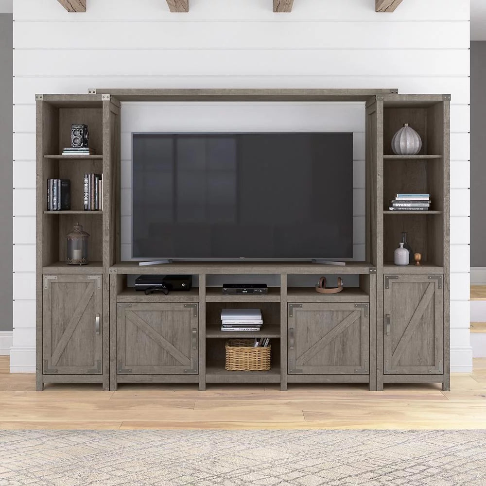 Restored Gray Entertainment Center with Shelves T8473