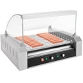30 Hot Dog 11 Roller Stainless Steel Electric Cook Warmer Machine with Cover W4566