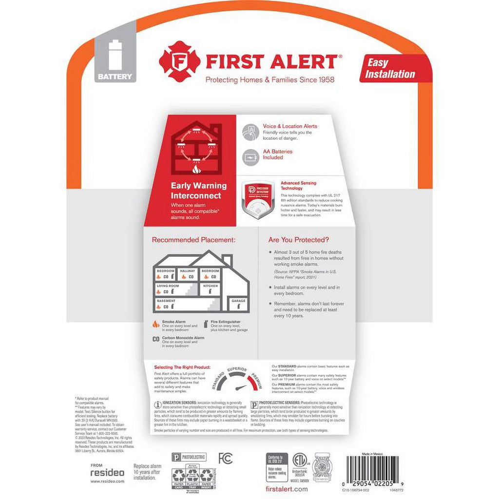 Wireless Battery-Powered Photoelectric Smoke Detector O932