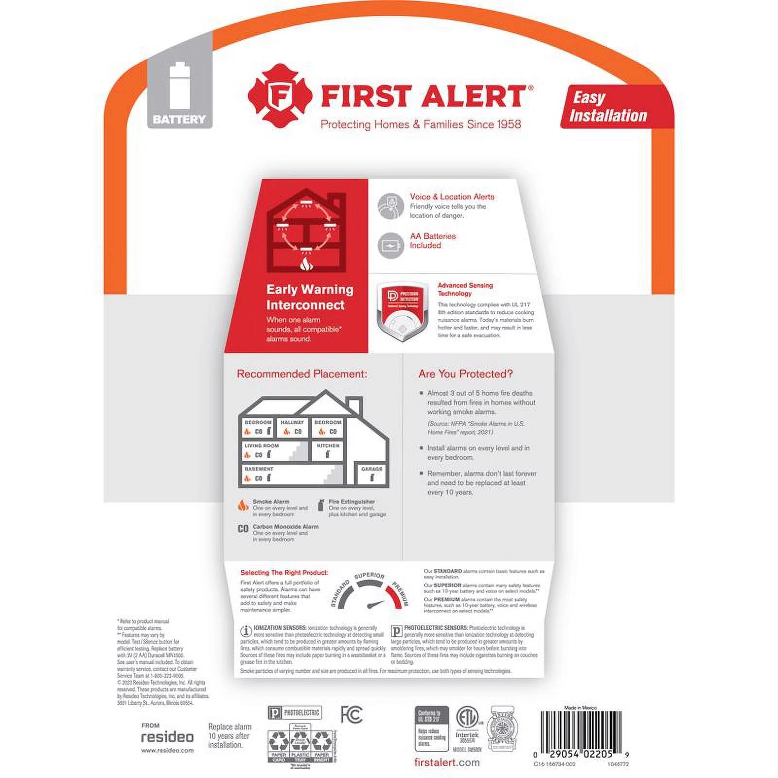 Wireless Battery-Powered Photoelectric Smoke Detector O932
