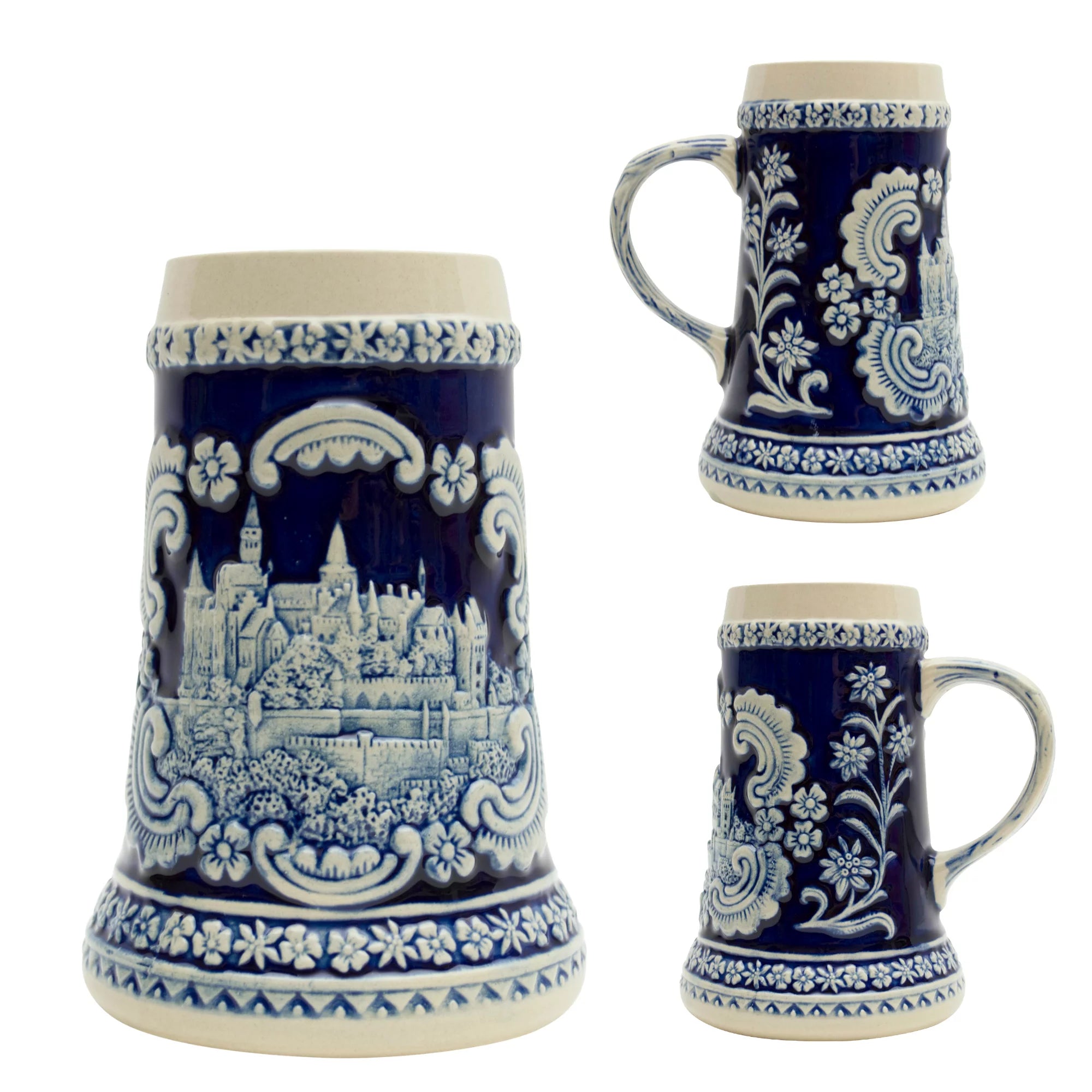 German Castle Engraved Ceramic Beer Stein 0.6 Liter I188695