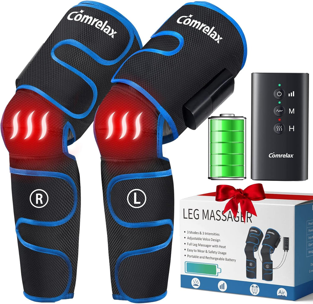 Rechargeable Cordless Air Compression Leg Massager with Heat, 3 Modes 3 Intensities S584651