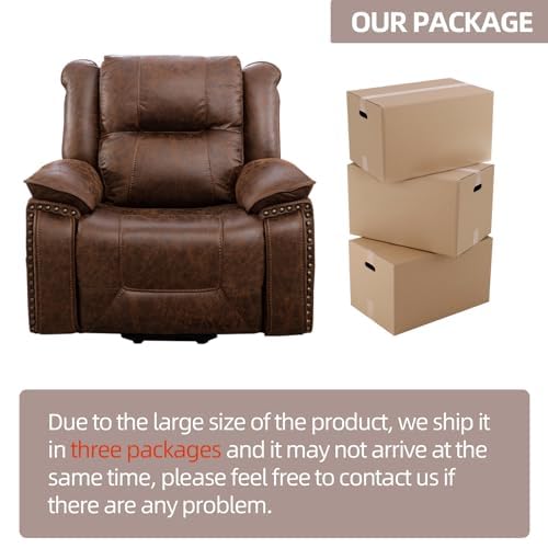 Brown Leather Power Lift Chair with Massage and Heat H16630