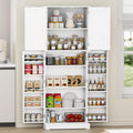 White Tall Freestanding Kitchen Pantry Cabinet with Doors and Shelves O44587