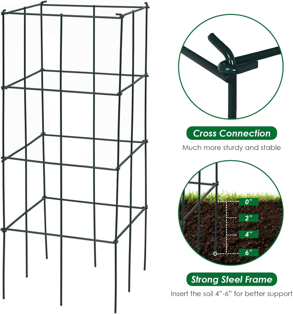 4 Pack 39 Inches Tall Square Plant Support Cage U707596