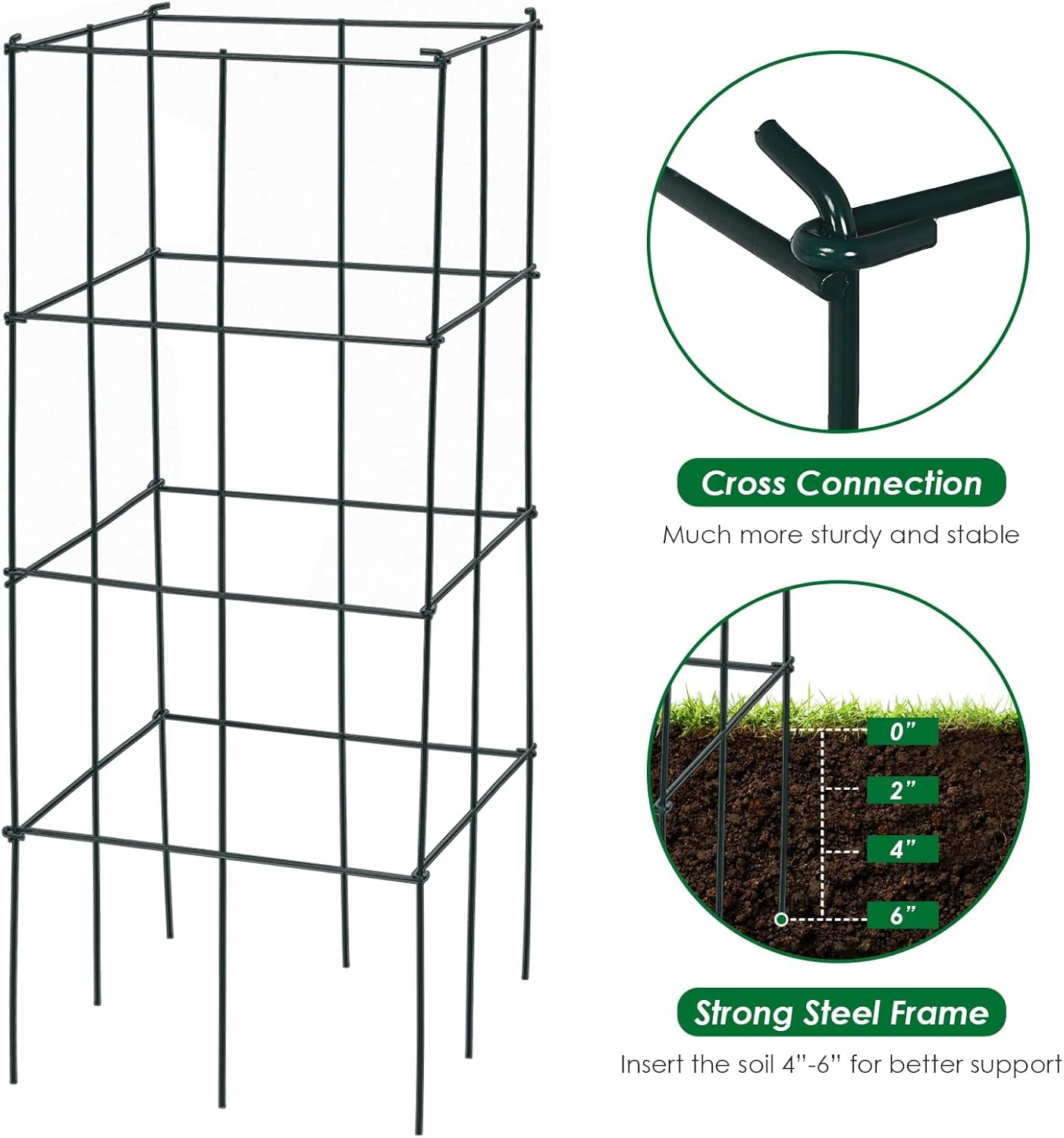 4 Pack 39 Inches Tall Square Plant Support Cage U707596