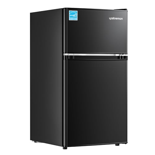 3.1 Cu.Ft Double Door Mini Fridge with Freezer, Black Y562561
