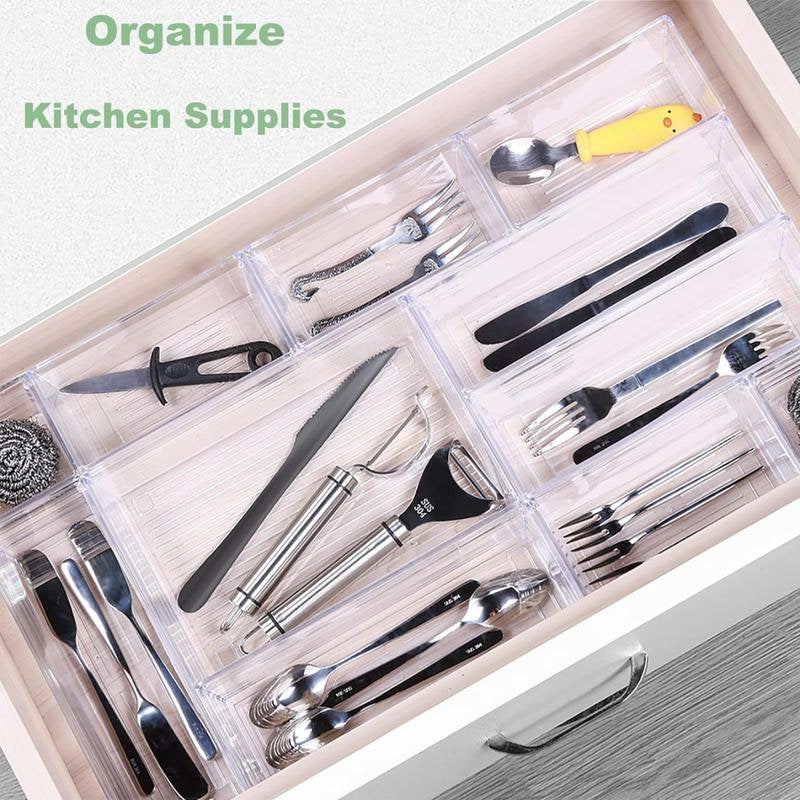 25 Pcs Plastic Clear Drawer Organizer Storage Trays B437407
