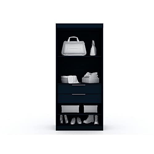 White 2 Piece Corner Wardrobe Closet with Drawers and Hanging Rods L987153