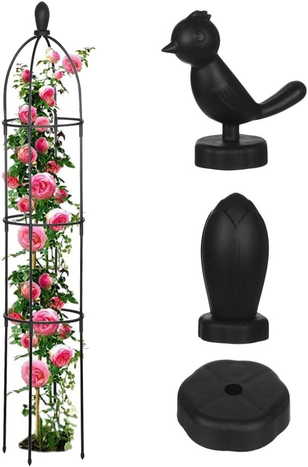 5.58FT Black Metal Garden Obelisk Trellis H637