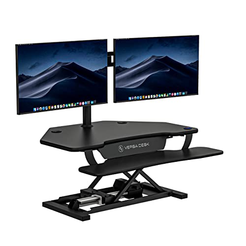 36 Inch Motorized Height-Adjustable Standing Desk Converter with Keyboard and Mouse Tray, Black S287