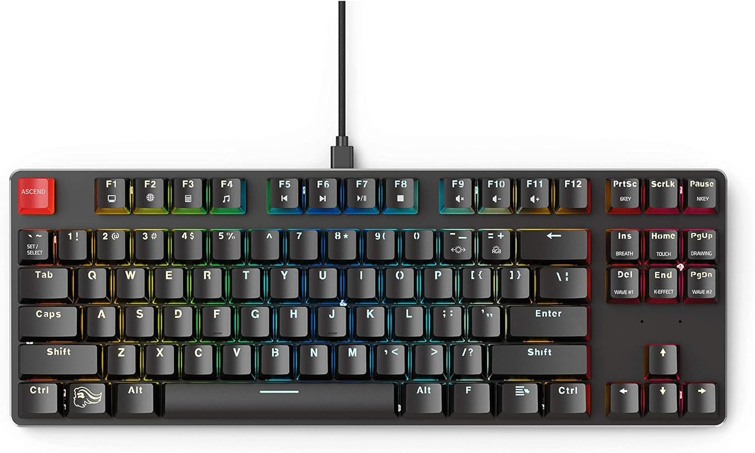 TENKEYLESS 87 Key RGB LED Backlit Mechanical Keyboard with Brown Switches T8750
