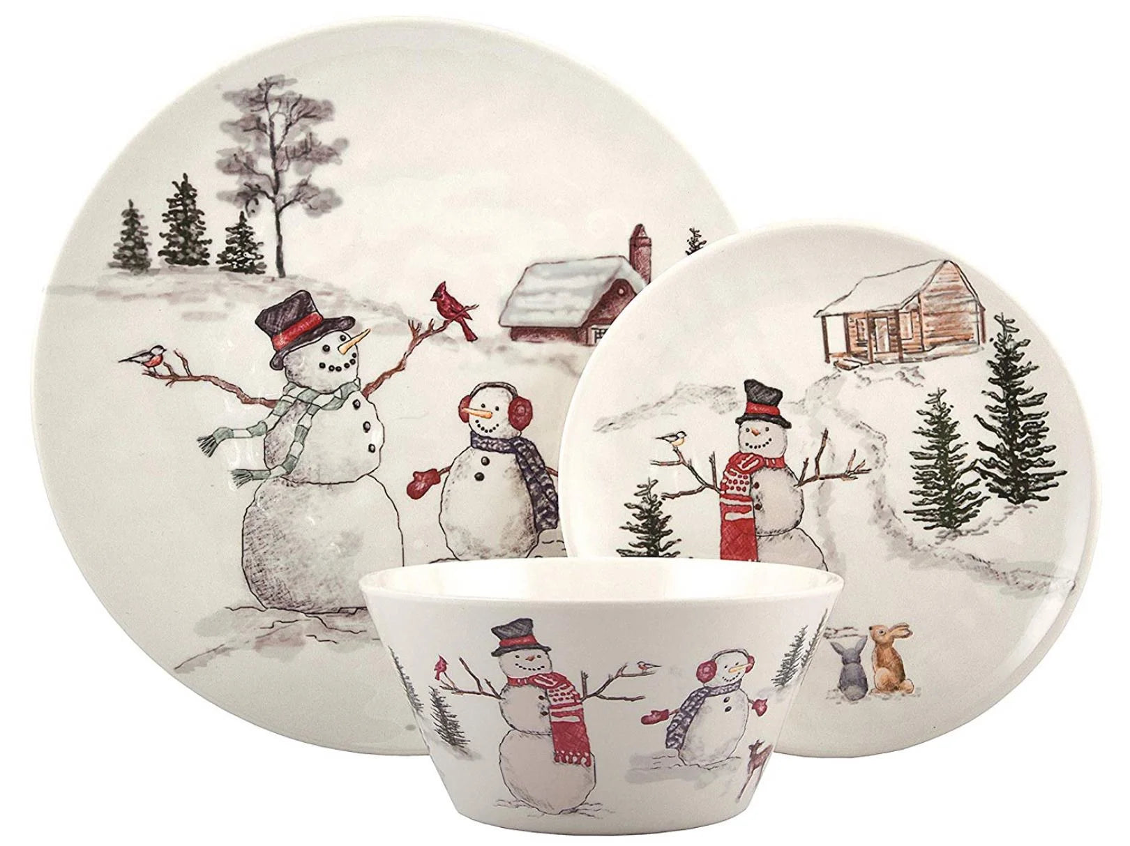 18-Piece 100% Melamine Dinnerware Set, White J747474