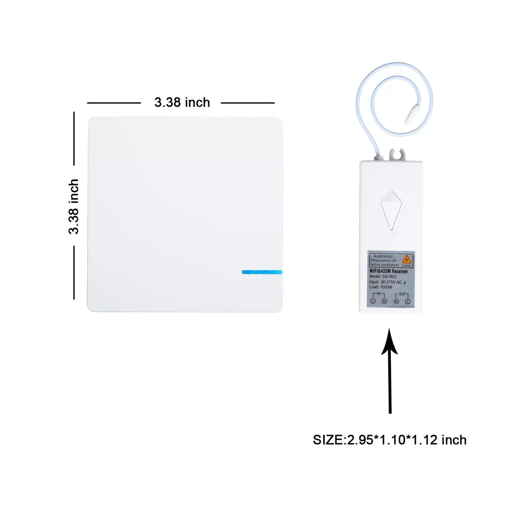 Smart Light Switch WiFi Wall Wireless 1-gang Switch with 2x WIFI Receiver E47777