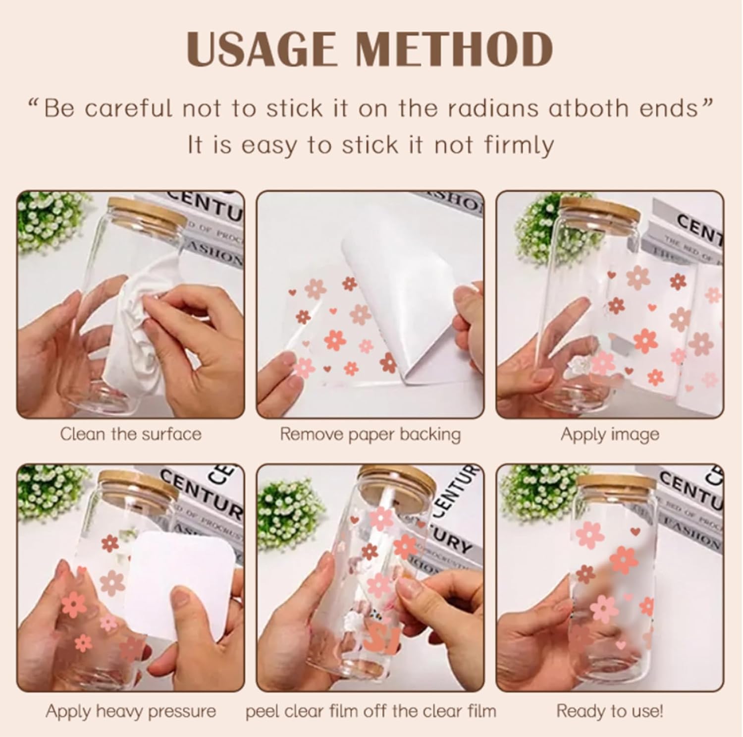 16oz Glass Cup Wrap Stickers 6 Sheets H883322