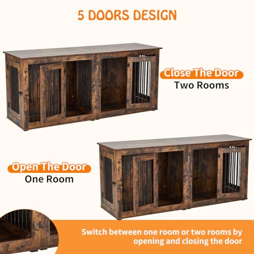 Wooden Double Dog Crate Kennel with Divider X332