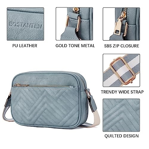 Quilted Crossbody Bags Vegan Leather Small Shoulder Handbags with Wide Strap E9811