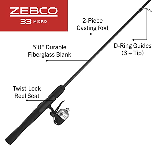Spincast Reel and 2-Piece Fishing Rod Combo with EVA Handle M43023