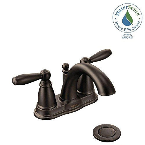 Oil Rubbed Bronze Two-Handle Low Arc Centerset Bathroom Faucet with Drain Assembly J79167