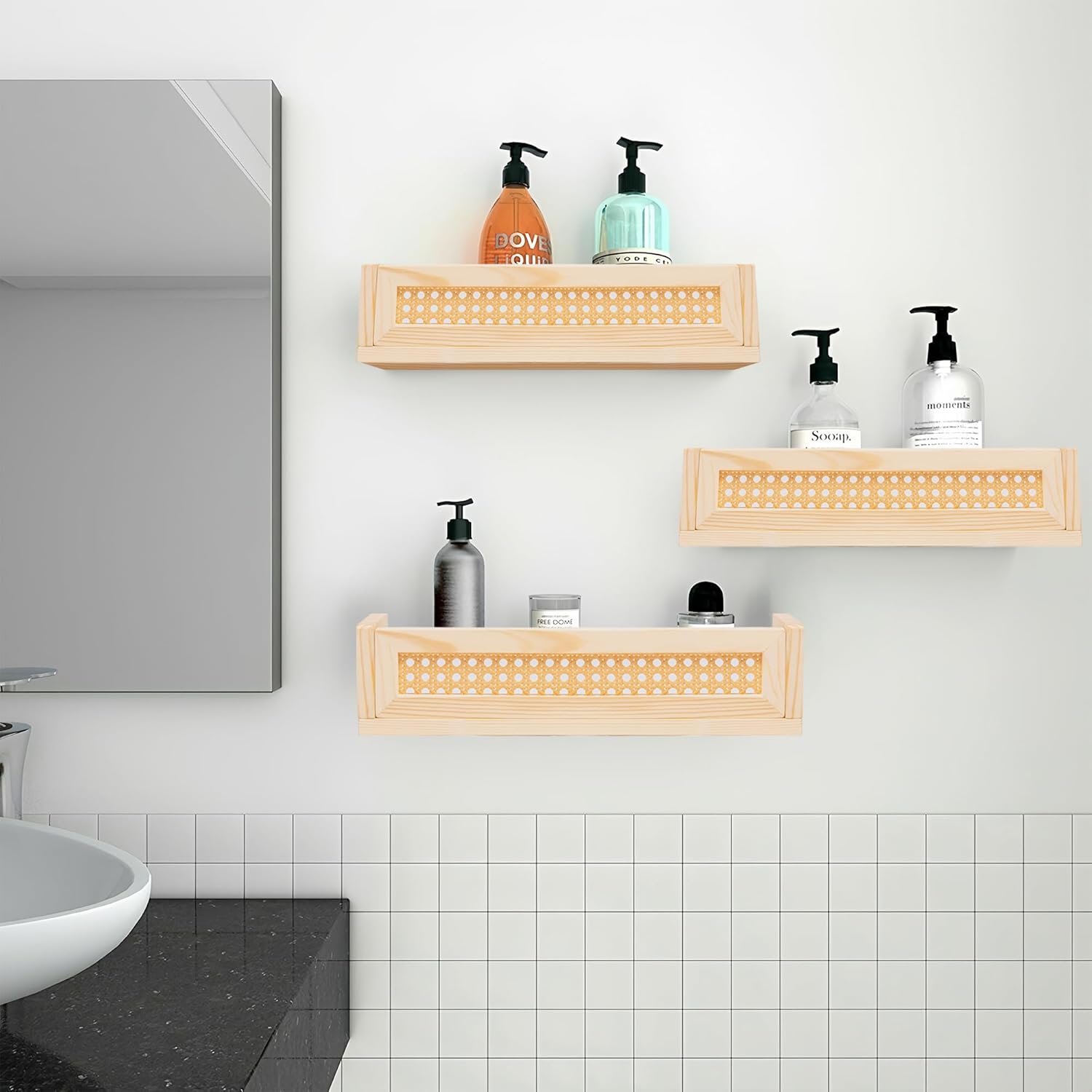 16" Rattan Shelf Set of 3 F158924