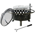 2 in 1 Wood Burning Fire Pit with Mesh Spark Screen Doors A4886