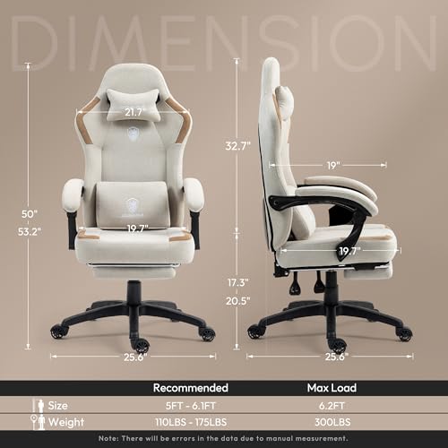 Black Fabric Gaming Chair with Massage Lumbar Support and Footrest W78838