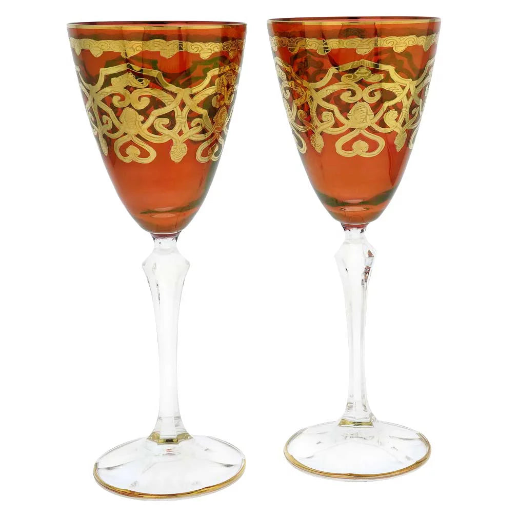 Set of Two Murano Glass Wine Glasses I462