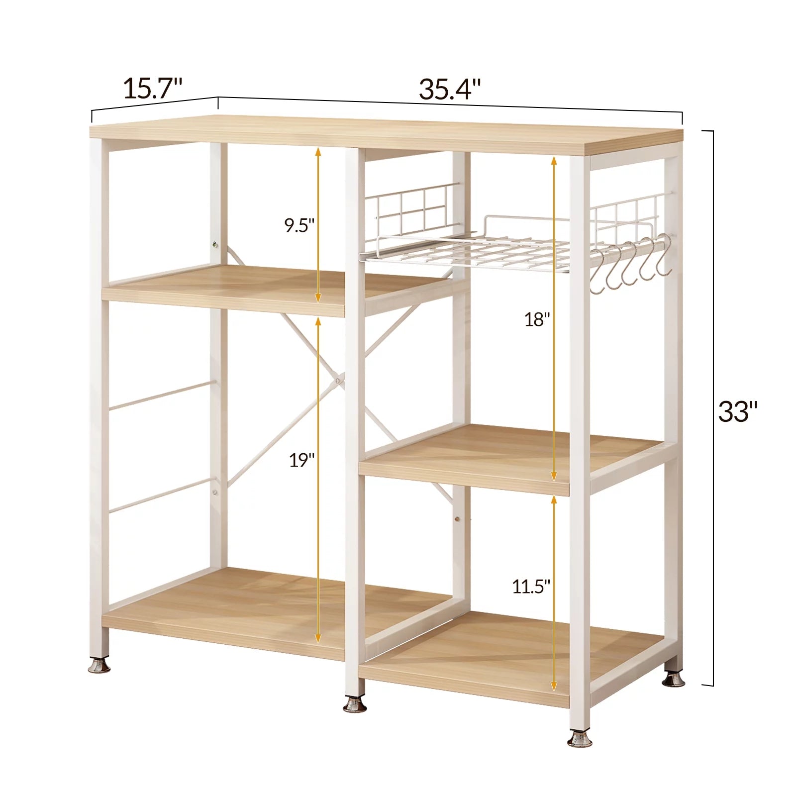 White Oak Bakers Rack with Basket M238