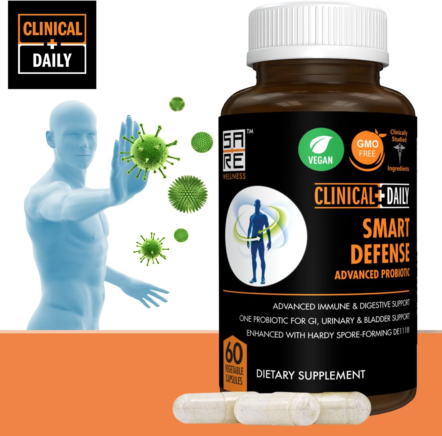 60 Vegan Capsules Bacillus Subtilis Spore Based Probiotics O119678