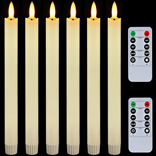 6 Pcs Flameless White LED Taper Candles with Remote Timer X448934