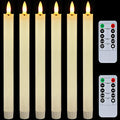 6 Pcs Flameless White LED Taper Candles with Remote Timer X448934