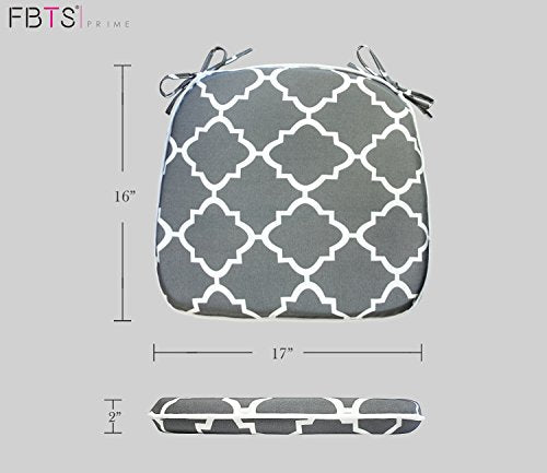 Grey Geometry U-Shape Chair Cushions Set of 2 16x17 Inch with Ties I65018