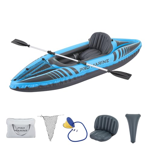 1 Person Inflatable Kayak Set with Adjustable Seats and Backrest, Air Pump and Carry Bag B409
