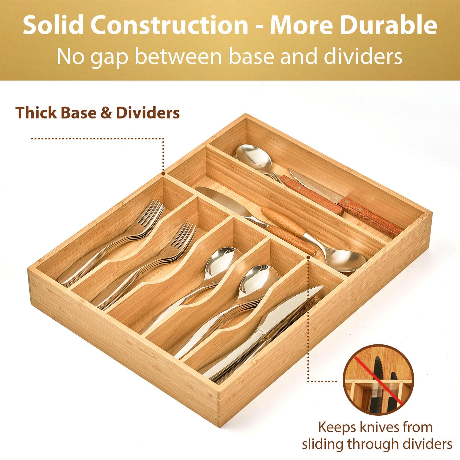 7-Slot Bamboo Kitchen Utensil Tray G830