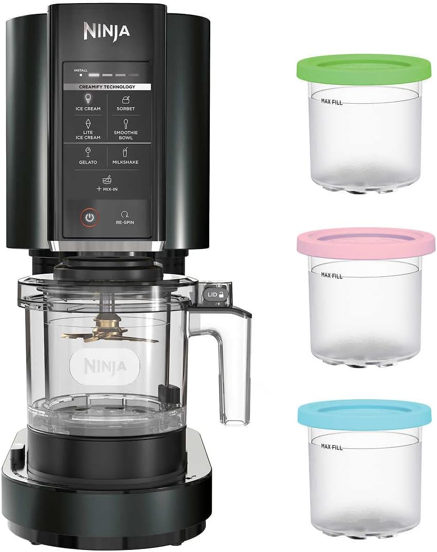 Black Ice Cream Maker with 3 Pint Containers Q74421