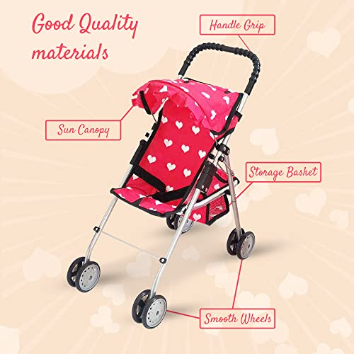 Pink Baby Doll Stroller with Crib Furniture Playset S283