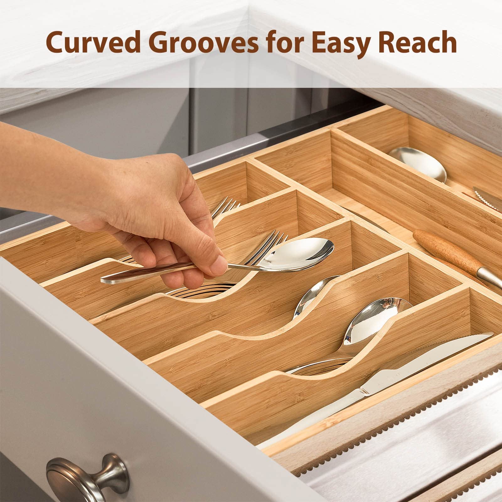 7-Slot Bamboo Kitchen Utensil Tray G830